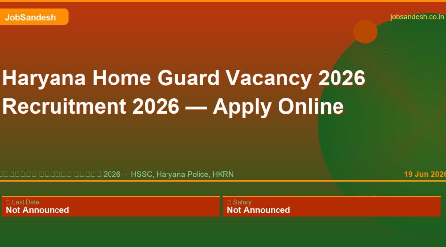 Haryana Home Guard Vacancy 2026 Recruitment 2026 — Apply Online