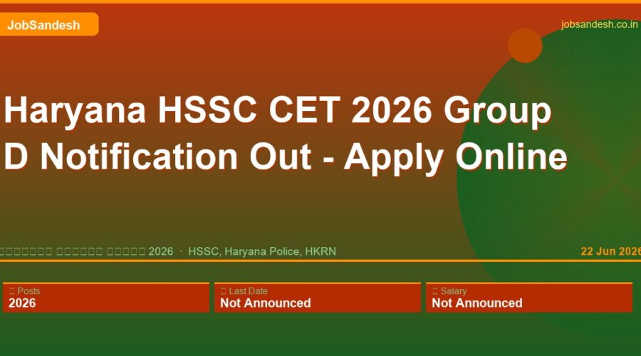Haryana HSSC CET 2026 Group D Notification Out – Apply Online