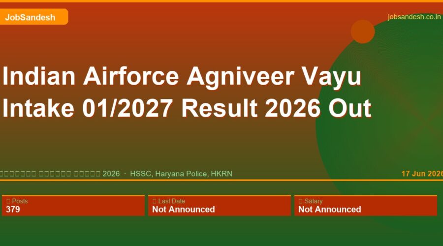 Indian Airforce Agniveer Vayu Intake 01/2027 Result 2026 Out