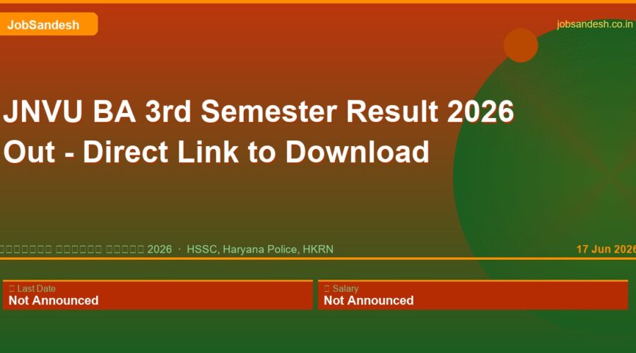 JNVU BA 3rd Semester Result 2026 Out – Direct Link to Download