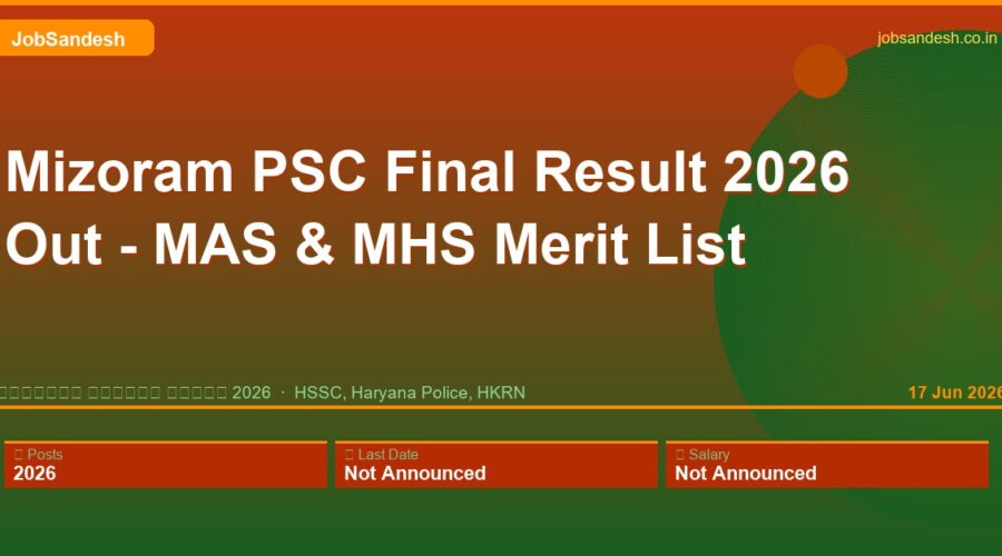 Mizoram PSC Final Result 2026 Out – MAS & MHS Merit List
