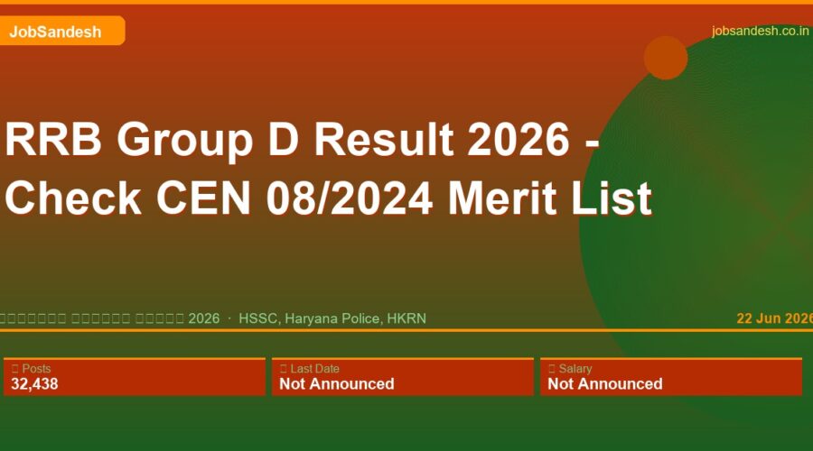 RRB Group D Result 2026 – Check CEN 08/2024 Merit List